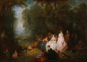 Fete champetre by Jean-Antoine Watteau Oil Painting