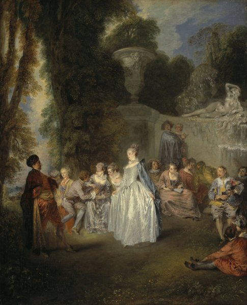 Fetes Venitiennes by Jean-Antoine Watteau - Hand-Painted Oil Painting Reproduction