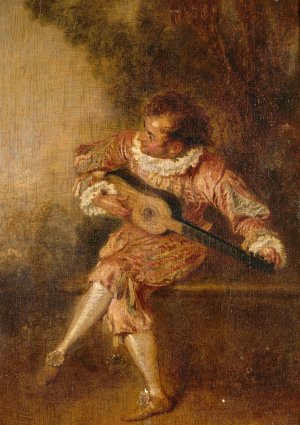 Le donneur de serenades by Jean-Antoine Watteau Oil Painting