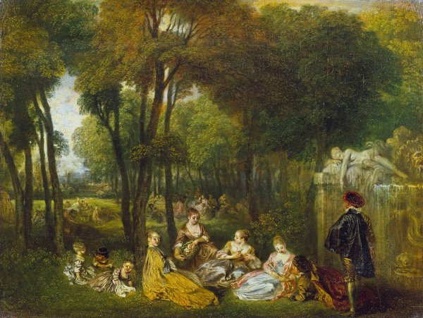 Les Champs Elisees  by Jean-Antoine Watteau - Hand-Painted Oil Painting Reproduction