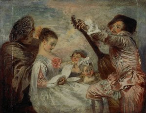 Pour nous prouver que cette belle by Jean-Antoine Watteau Oil Painting