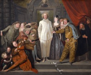 The Italian Comedians by Jean-Antoine Watteau Oil Painting