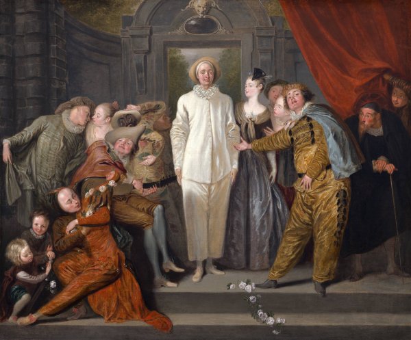 The Italian Comedians  by Jean-Antoine Watteau - Hand-Painted Oil Painting Reproduction