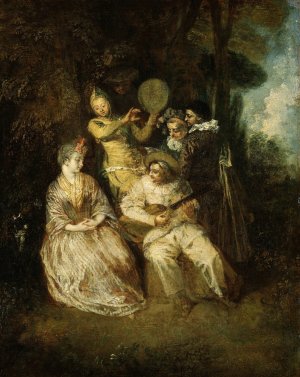 The Italian Serenade by Jean-Antoine Watteau Oil Painting