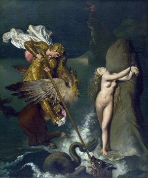 Angelica saved by Ruggiero by Jean Auguste Dominique Ingres Oil Painting