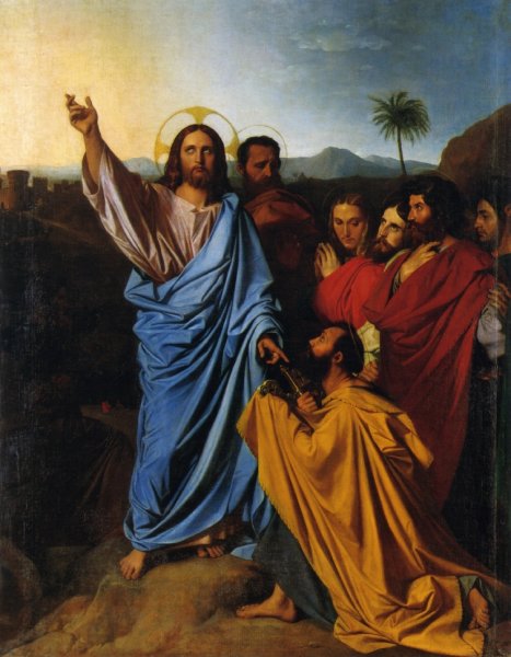 Christ Giving Peter the Keys of Paradise by Jean-Auguste-Dominique Ingres - Hand-Painted Oil Painting Reproduction