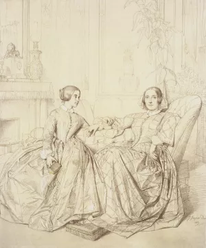 Comtesse Charles d'Agoult, nee Marie de Flavigny, and Her Daughter Claire d'Agoult
