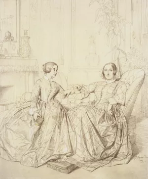 Comtesse Charles d'Agoult, nee Marie de Flavigny, and Her Daughter Claire d'Agoult painting by Jean-Auguste-Dominique Ingres