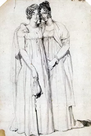Henriette Harvey and Her Half Sister Elizabeth Norton by Jean-Auguste-Dominique Ingres Oil Painting