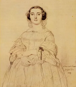 Madame Charles Simart, Born Amelie Baltard by Jean-Auguste-Dominique Ingres Oil Painting