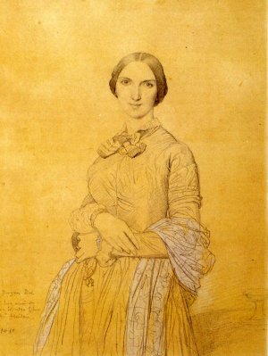 Madame Hippolyte Flandrin, Born Aimee Caroline Ancelot Oil painting by Jean-Auguste-Dominique Ingres