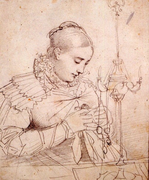 Madame Jean Auguste Dominique Ingres, Born Madeleine Chapelle by Jean-Auguste-Dominique Ingres - Hand-Painted Oil Painting Reproduction