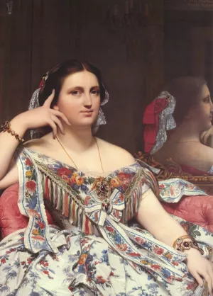 Madame Paul-Sigisbert Moitessier, nee Marie-Clotilde-Ines de Foucauld, Seated Detail by Jean-Auguste-Dominique Ingres - Oil Painting Reproduction