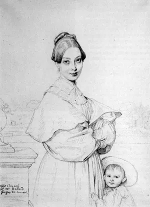 Madame Victor Baltard, Born Adeline Lequeux, and Her Daughter, Paule Drawing by Jean-Auguste-Dominique Ingres - Oil Painting Reproduction