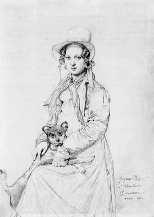 Mademoiselle Henriette Ursule Claire, Maybe Thevenin, and Her Dog by Jean-Auguste-Dominique Ingres Oil Painting