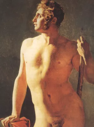 Male Torso by Jean-Auguste-Dominique Ingres - Oil Painting Reproduction