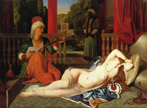 Odalisque with Female Slave by Jean-Auguste-Dominique Ingres - Oil Painting Reproduction