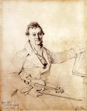 Pierre Marie Francois de Sales Baillot by Jean-Auguste-Dominique Ingres Oil Painting