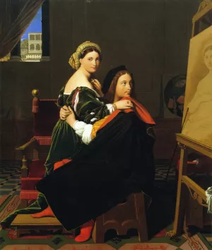 Raphael and La Fornarina Oil painting by Jean-Auguste-Dominique Ingres