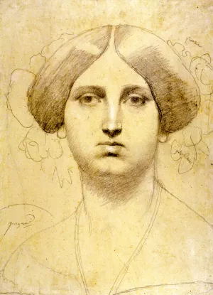 Study of Baronne James de Rothschild, Born Betty von Rothschild by Jean-Auguste-Dominique Ingres Oil Painting