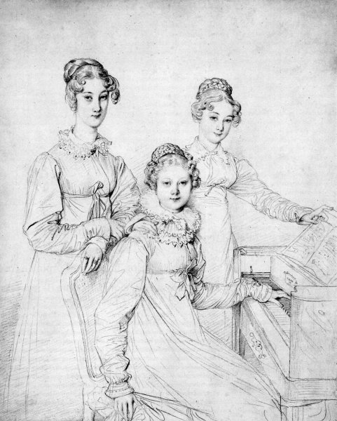The Kaunitz Sisters by Jean-Auguste-Dominique Ingres - Hand-Painted Oil Painting Reproduction