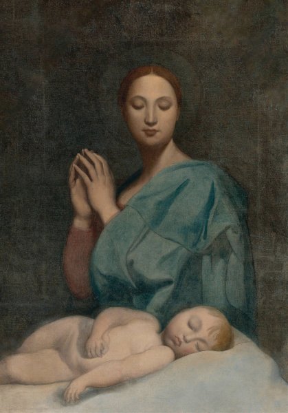 The Virgin With The Sleeping Infant Jesus by Jean Auguste Dominique Ingres - Hand-Painted Oil Painting Reproduction