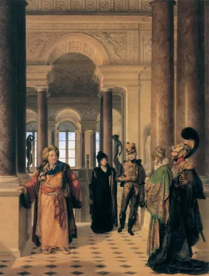 The Museum Stairway Oil painting by Jean-Baptist Isabey