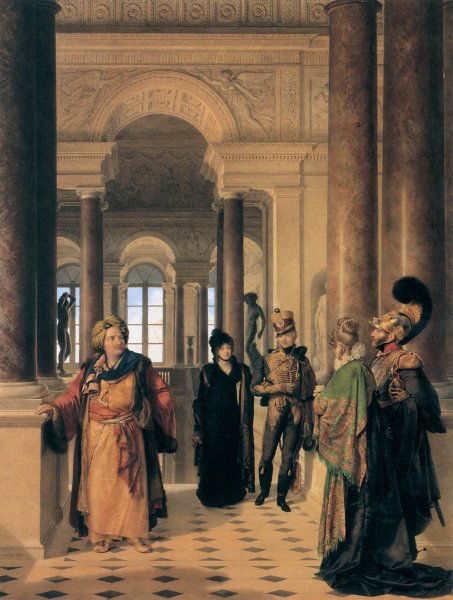 Main Product Photo of The Museum Stairway Painting by Jean-Baptist Isabey