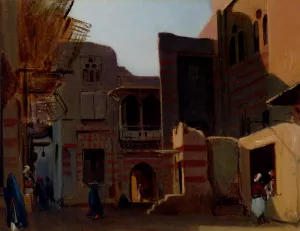 A Street in Old Cairo by Jean-Baptiste-Adolphe Gibert Oil Painting