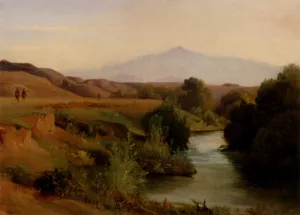 A View Of The Roman Campagna by Jean-Baptiste-Adolphe Gibert - Oil Painting Reproduction
