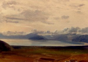 Moon Over Mount Vesuvius by Jean-Baptiste-Adolphe Gibert Oil Painting