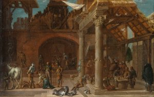 Un corps de garde dans les ruines d'une eglise by Jean-Baptiste Blanchard Oil Painting