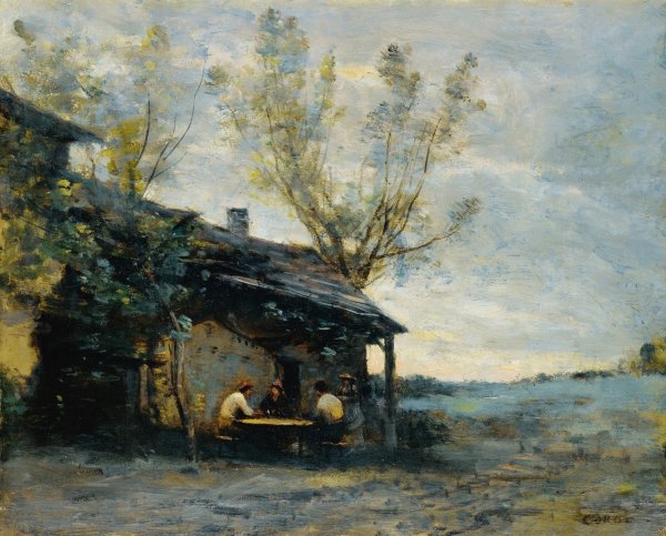 A cafe In Vaugirard by Jean-Baptiste-Camille Corot - Hand-Painted Oil Painting Reproduction