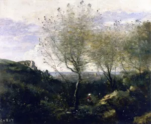 A Creek by the Sea by Jean-Baptiste-Camille Corot Oil Painting
