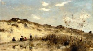 A Dune at Dunkirk by Jean-Baptiste-Camille Corot Oil Painting