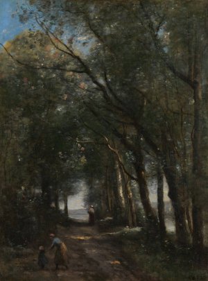 A Lane through the Trees by Jean-Baptiste-Camille Corot Oil Painting