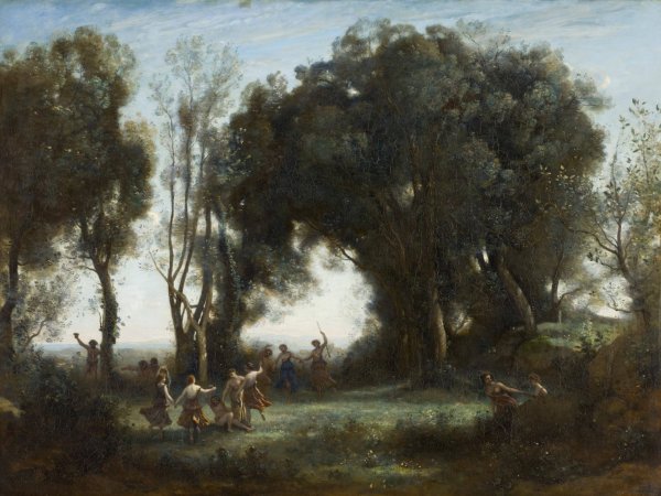A Morning. The Dance of the Nymphs  by Jean-Baptiste-Camille Corot - Hand-Painted Oil Painting Reproduction