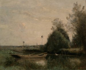 A Pond in Mortain by Jean-Baptiste-Camille Corot Oil Painting
