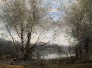 A Pond Seen through the Trees by Jean-Baptiste-Camille Corot Oil Painting