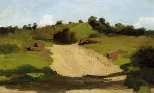 A Rising Path by Jean-Baptiste-Camille Corot - Oil Painting Reproduction