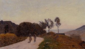 A Road in the Countryside, Near Lake Leman by Jean-Baptiste-Camille Corot Oil Painting