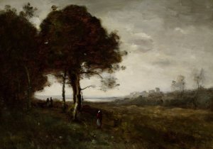 A Torrent at Romagnes by Jean-Baptiste-Camille Corot Oil Painting