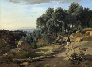 A View near Volterra by Jean-Baptiste-Camille Corot Oil Painting