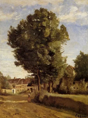 A Village Near Beauvais by Jean-Baptiste-Camille Corot - Oil Painting Reproduction