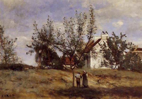 Main Product Photo of An Orchard at Harvest Time Painting by Jean-Baptiste-Camille Corot