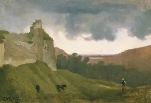 Arques, Ruines Du Chateau by Jean-Baptiste-Camille Corot Oil Painting