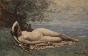 Bacchante by the Sea by Jean-Baptiste-Camille Corot Oil Painting