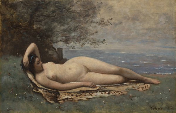 Bacchante by the Sea  by Jean-Baptiste-Camille Corot - Hand-Painted Oil Painting Reproduction