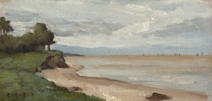 Beach near Etretat by Jean-Baptiste-Camille Corot Oil Painting