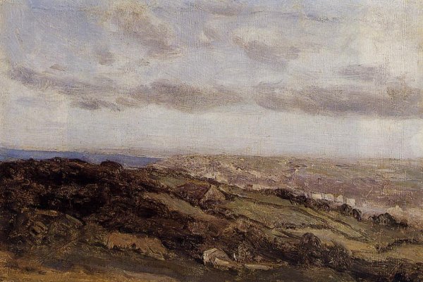 Bologne-sur-Mer, View from the High Cliffs by Jean-Baptiste-Camille Corot - Hand-Painted Oil Painting Reproduction